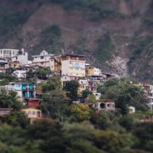 Drone footage of the village Santa Cruz.