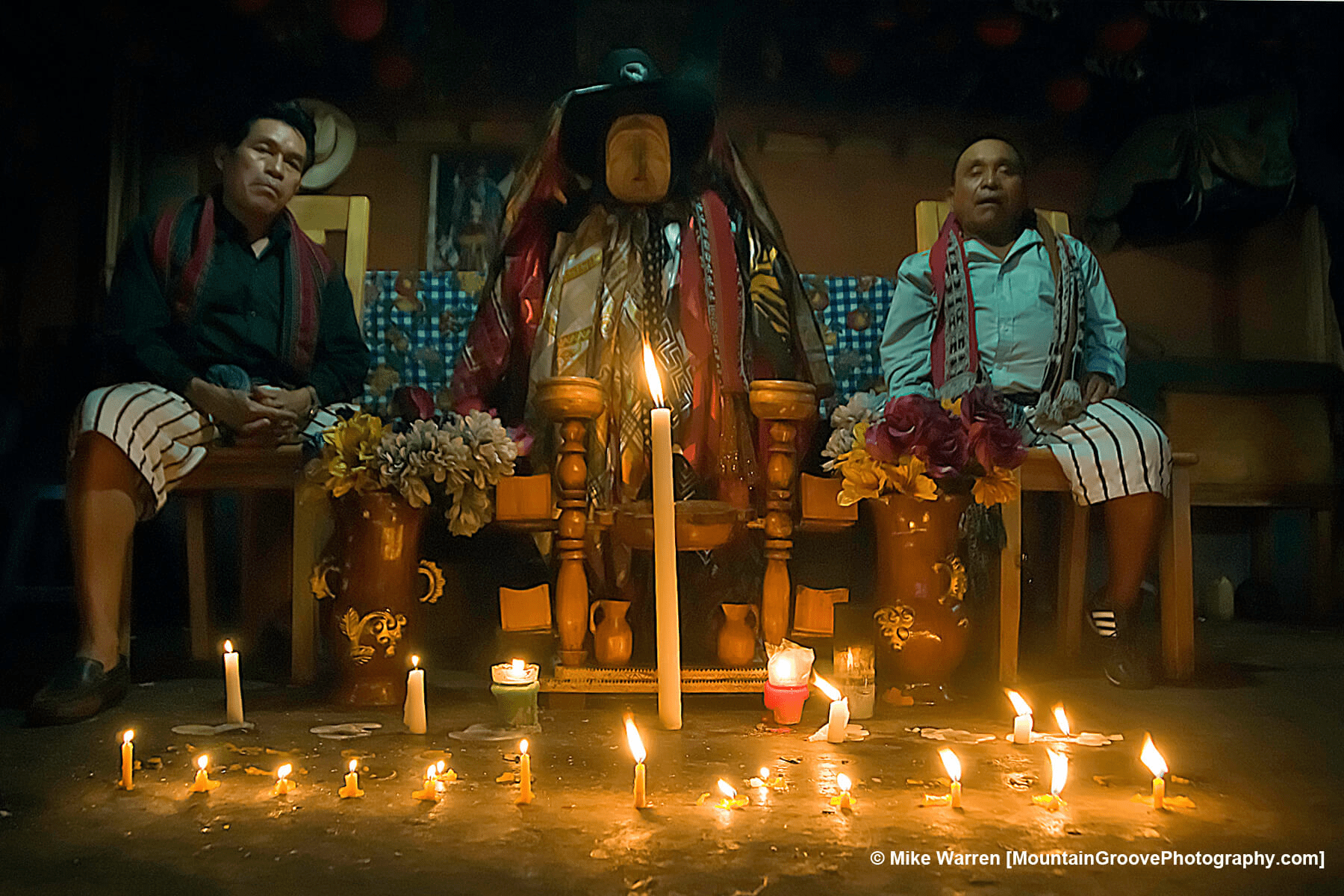 Maximon shrine in Santiago Atitlan.  Bring cigarettes and alcohol as offerings.