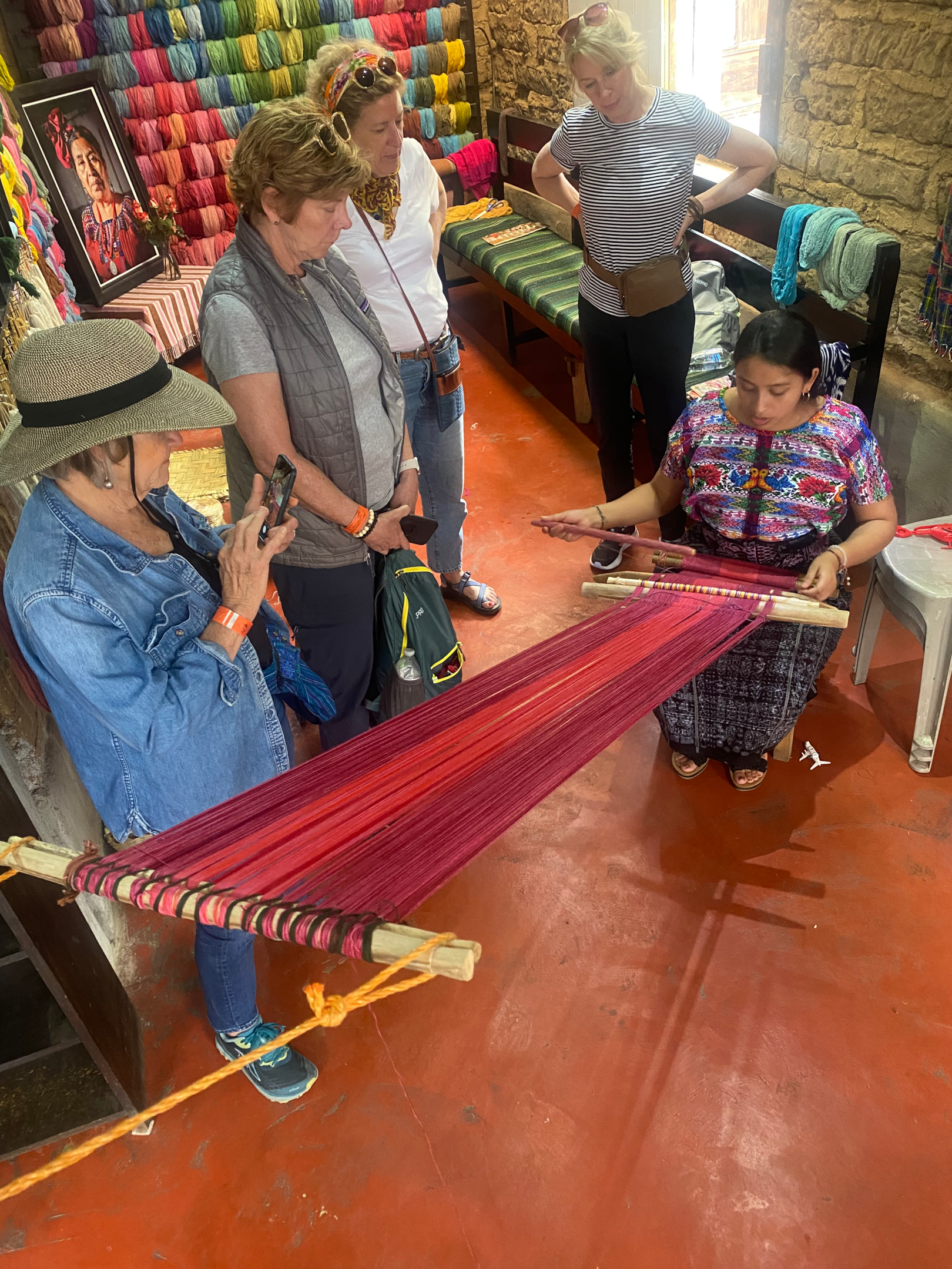 Women's weaving cooperatives offer demonstrations of their art form.