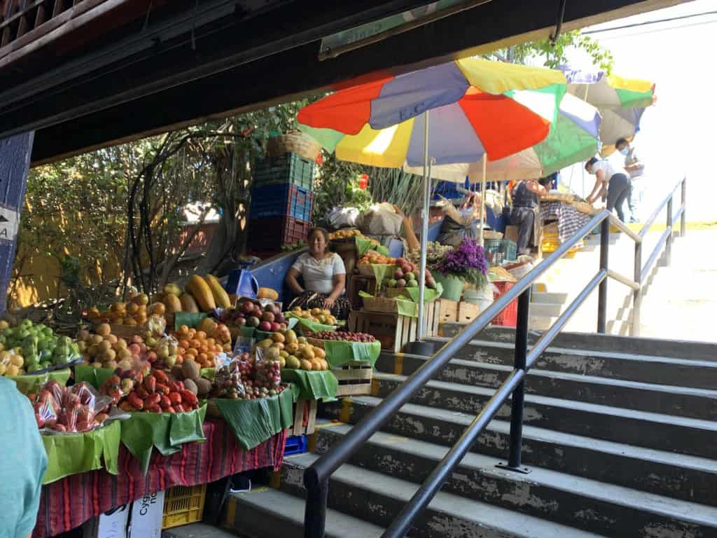 A large selection of national fruit at the entrance to Mercado Central.  Many of the handicrafts are made in the indigenous villages near the captial.