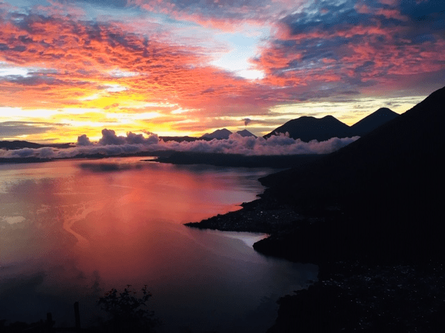 Sunrise over Lake Atitlan from Indian Nose peak.