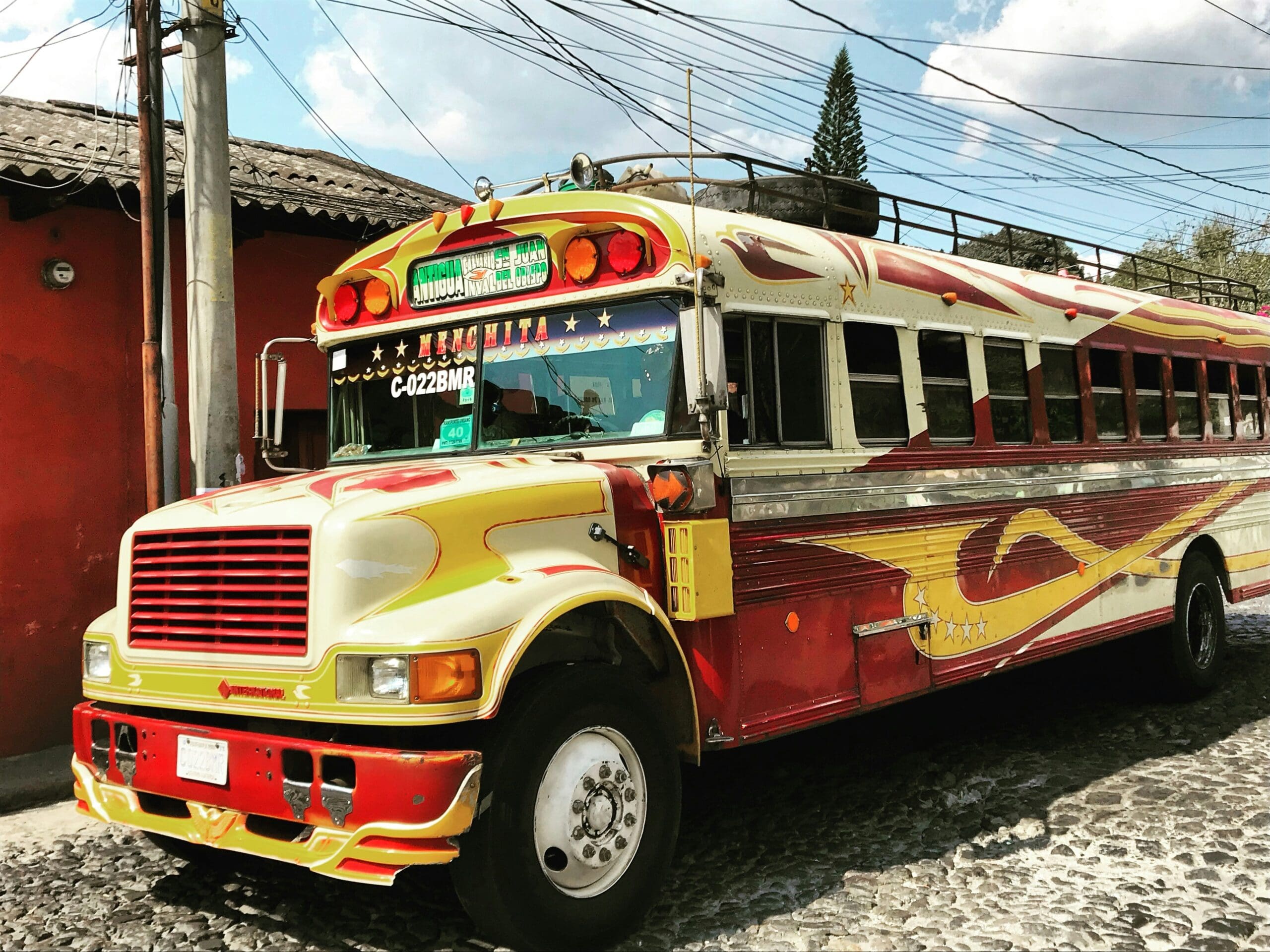 painted school bus in antigua guatemala